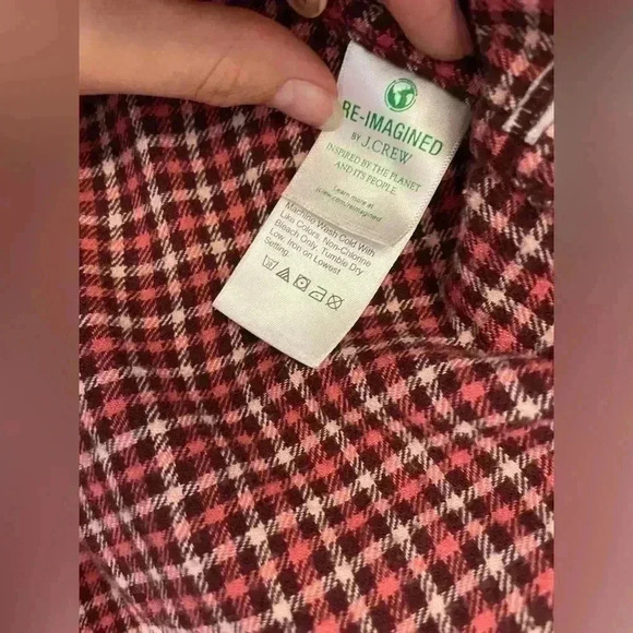 J CREW Flannel Plaid Shirt Size Small Pink Brown Button Down - Picture 4 of 6